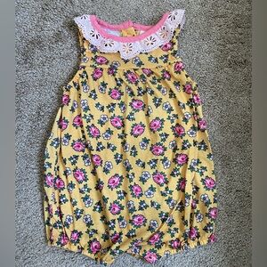Matilda Jane Floral Yellow Baby Romper with Lace Collar